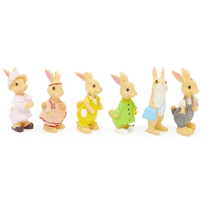 Mini Bunny Statues for Easter Garden Decorations