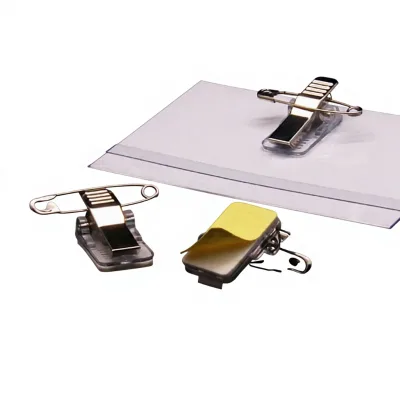 HOOKEI Adhesive Plastic & Metal Name Badge Pin Clip