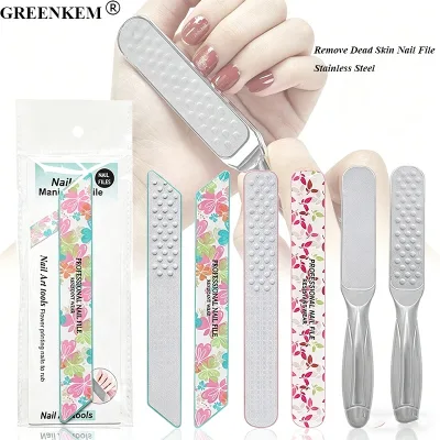 New Double Side Different Sand Stainless Steel Nail File Durable Remove Dead Skin Foot File