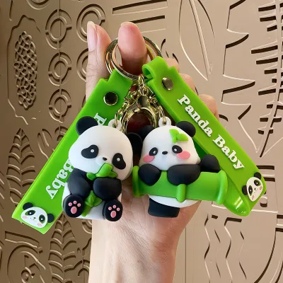 Cute Chengdu Panda Cultural Creative PVC Bamboo Keychain Souvenir Cartoon Doll Toy Bag