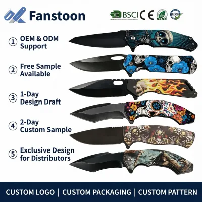 Support Customization 3D Printing Pocket Folding Knife DIY Patterns Full Steel Handle Outdoor Survival Tactical Cutting Knife