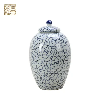 Moderno Hotel Office Home Decor Ceramic Wholesale Blue and White Porcelain Ginger Jars