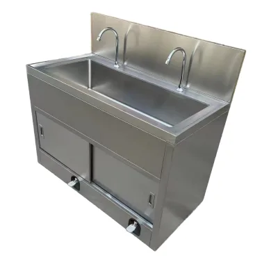 Industrial Double Sink 304 Stainless Steel Medical Wash Basin Stamped Powder Coated Copper for Hospital Instrument Cleaning