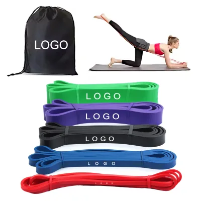 Set of 5 TPE Latex for Sports and Yoga Stretch Resist Exercise Loop Bands and Pull-Up Resistance Bands