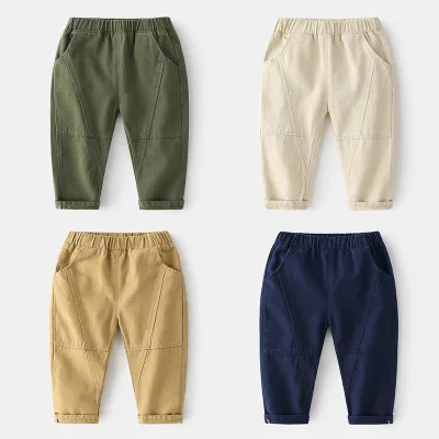 Korean Style Fashionable Children's Mid Waist Elastic Harem Pants Spring Boys' Casual Breathable Comfortable Soft Cotton