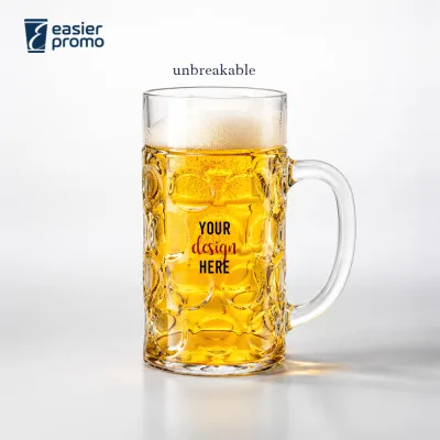 Customize Plastic Acrylic 500ml Beer Mug with Handle for Bar