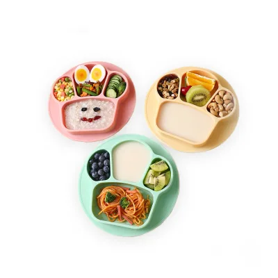 BPA Free Eco Friendly Custom Logo Baby Kids Dining Silicone Tableware Essential Baby Feeding Set with Pattern Print for Children