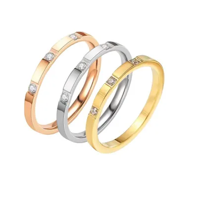 Luxury Women's Stainless Steel Diamond Ring Colorless Titanium Steel Golden Tail Ring for Occasion Weddings Jewelry Gift