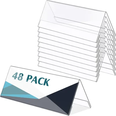 Mini 3.5 X 2.5 Inches Horizontal L Shaped Clear Acrylic Sign Display Holder Small Name Card & Note Holder Stand