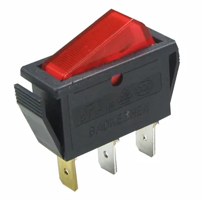 BAOKEZHEN SC791 3 Terminal Complanate Button Red Light Marine Rocker Switch for Coffee Machine Blender