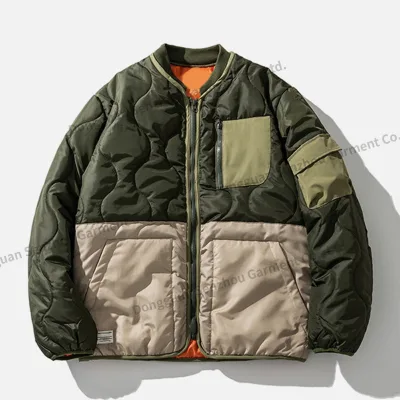 Streetwear Men's Loose Puffer Baseball Jacket Casual Zipper Quilted Cotton Jacket Vintage Outwear Puffer Winter Jacket for Men