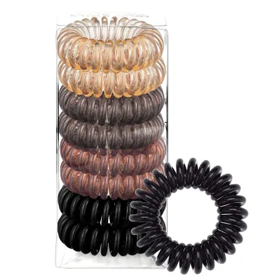 Telephone Cord Hair Ties, No Crease Spiral Hair Ties for Women, Elastic Coil Hair Ties for Thick Hair