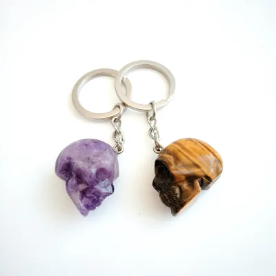 2026 Carvings Different Material Crystal Skulls Crystal Stone Gem Keychain
