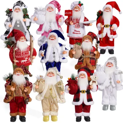 Wholesale Handmade Plush Santa Claus Figurines and Ornaments Eco-Friendly Classic Christmas Home Decor Indoor Use
