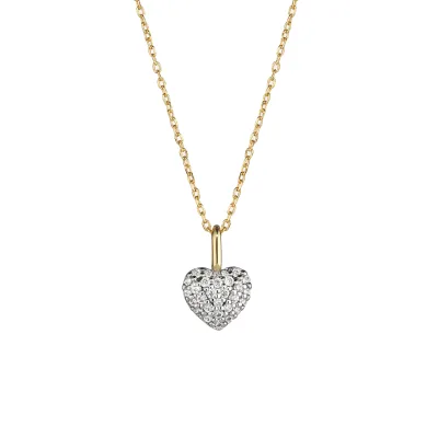 Dainty Design 14k Gold Plated Pave Cz Sparkle Heart Necklace Silver Fine Jewelry Necklace