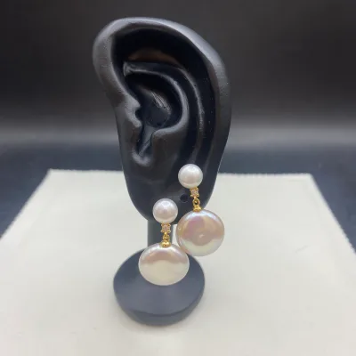 Hot Sale Wholesale Price Silver and Gold Plated Earrings Natural Pearl for Weddings Anniversaries Gifts Parties