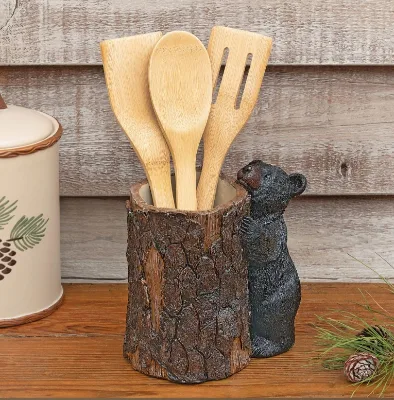 new Polyresin/Resin Climbing Black Bear Utensil Holder