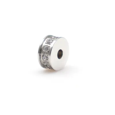 Luxury 316L Steel Jewelry Charms Wholesale CNC Setting CZ Stone Wheel Bead Various Sizes 6mm 8mm 10mm 12mm Jewelry Making Bag