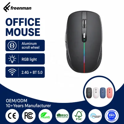 RGB Backlit Dual Mode Wireless Optical Sensor Office Laptop Rechargeable Mice Wireless Computer s Rechargeable 2.4G
