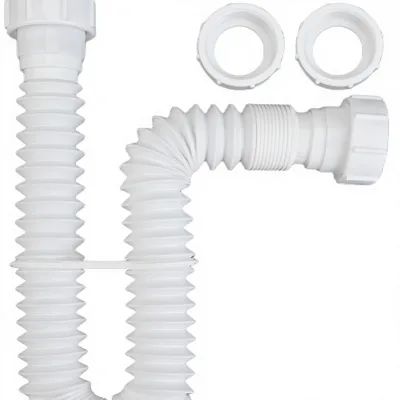 GURBERRY.COM P-Trap Flexible Drain Adapter Extendable Corrugated Hose for Kitchen Salon/Shampoo Bowl Drainage System White