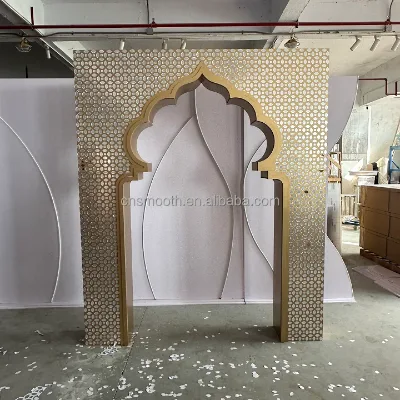 SMOOTH New Indian Wedding Decoration Luxury Event Gold with Silver Carved Arch Wedding Arch