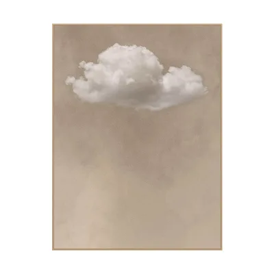 Neutral Cloud Extra Large Canvas Wall Art Modern Sky Print with Floating Frame Oil-based Flower Subjects for Living Room Decor