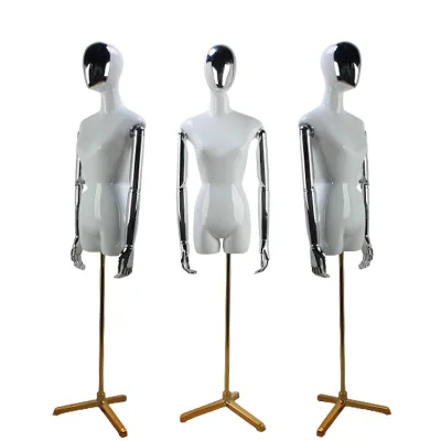 Gold Plated Half Body Upper Body Base Torso Mannequin Female for Suit Display
