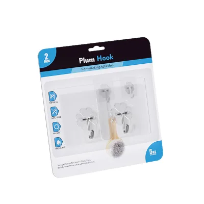 Wholesale Transparent Adhesive Hooks for No-Trace Nail-Free Factory-Direct; No-Drilling Wall-Mounted PET Material Strong