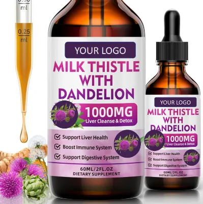 Private Label Organic Milk Thistle Extract Liquid Liver Health Supplements Milk Thistle Liquid Drops