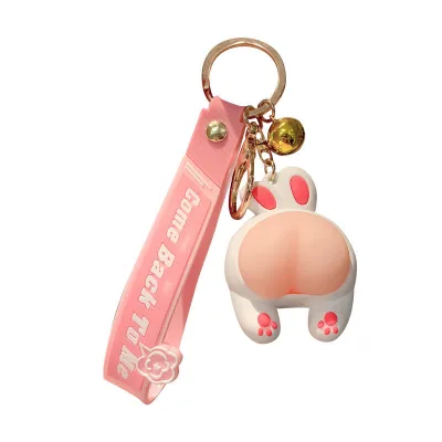 Hot Sale Funny Soft Silicone Butt Keychain Cute Cartoon Pvc Key Chains Kids Toy Gift Bag Pendant Animal Keyring Rubber Keychain