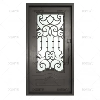 Exterior Interior Indoor Outdoor Front Back Double Galvanized Entrance  Wrought Iron Door for Balcony Patio of the Home