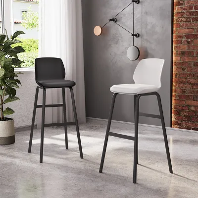Modern Minimalism Wrought Iron Strong Bar Stool Backrest Customizable Light Luxury Home Dining Hotel Front Desk Use