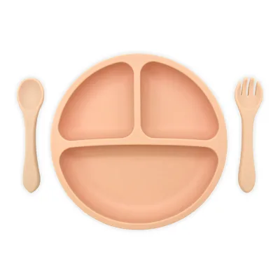 Easy to Clean Toddler Plates Reusable Silicone Divided Suction Plate BPA Free Food Grade Silicone Unbreakable Baby Plate