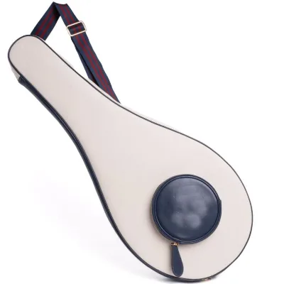 Cream Color Cotton Canvas Vintage Padel Tennis Racket Cover Sling Bag