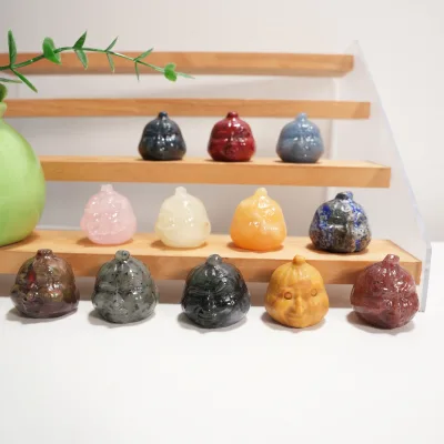 Wholesale Bulk Natural Crystal Stone Crystal  Smiling Face Carving for Souvenirs Gifts