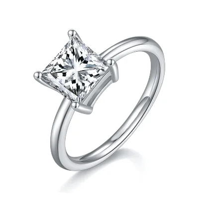 De Inlaid Bagutte Moissanite Princess Cut Marriage Proposal Engagement Wedding Ring for Women with GRA Certificate