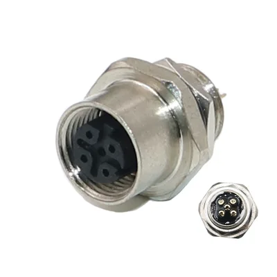 Sensor M12 Socket D Coded 5 Pins Female Rear Front Panel Mount Solder M12 5P Connector Wire