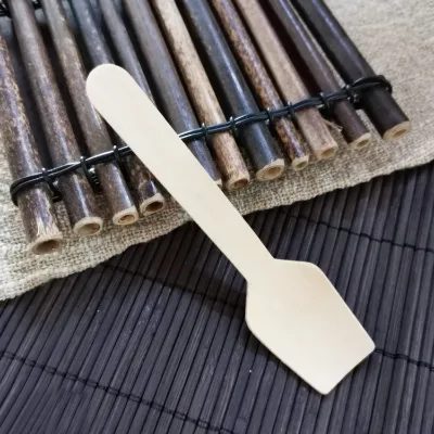 Eco-friendly 96mm Wooden Disposable Ice Cream & Yogurt Spoons Mini Shovels for Party Tasting Sampling with Customized Logo