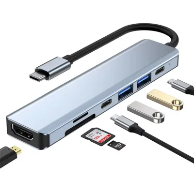 7-in-1 USB-C Hub Multiport Adapter 4K HDMI PD 100W SD TF Card Reader USB3.0 Docking Station for Laptop