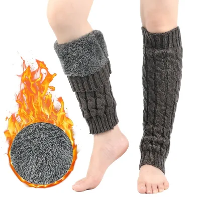 Women's Elegant Cable Fleece Lined Leg Warmers Boot Socks Super Thick Winter Warmth Soft Plush Thermal Material