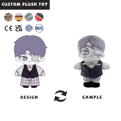 Custom Design 20CM 25CM Detective Strange Skin Color Soft Cotton Eyepatch Plushie Toy Pirate Doll with Customized Color Design