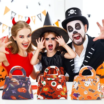 Halloween Party Decor Handbag Pumpkin Witch Print Candy Bag Festival Gift Non-woven Trick or Treat Tote Bags Halloween Bag