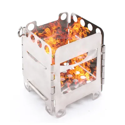 Outdoor Foldable Camping Backpacking Stainless Steel Wood Burning Stove-Lightweight 160g Compact <1L Capacity Easily Start