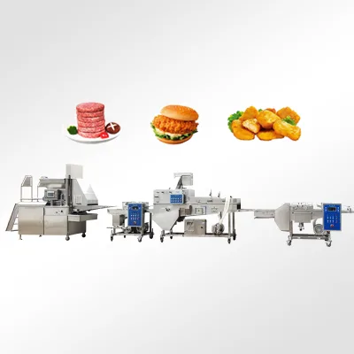 AICN Automatic Burger Patty Meat Cutlets Forming Making Machine Chicken Nuggets Breading Production Line