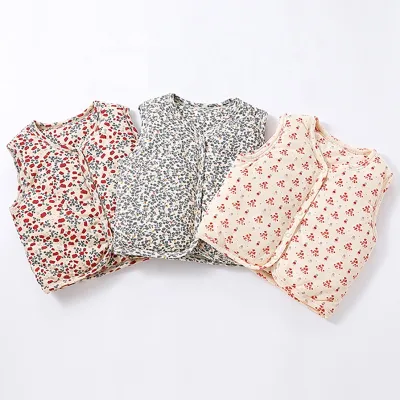 Floral Cute Baby Jacket Winter Coat for Neutral Baby Sleeveless V-neck Baby Tops