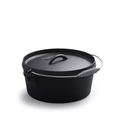 Thickened 32cm 1.3Liter Home Kitchen Outdoor Camping BBQ Cookingware Cast Iron Casserole Pot Stockpot Stewpot With Handle