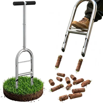 Manual Lawn Aerator Tool - Core Aerator forHeavy-Duty Steel Construction,Easy DIY Plug Aerator for Healthier Grass and Yard