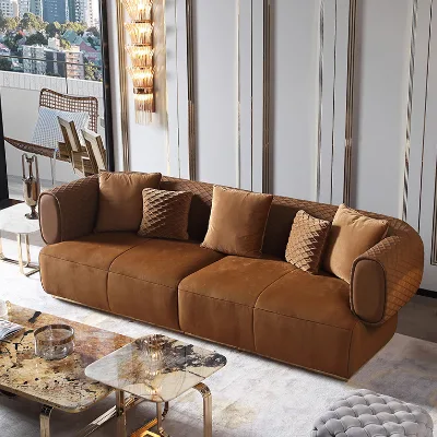 Wholesale Modern Luxury Genuine Leather Reclining Modular Sectional Sofa for Villa Living Room Furniture
