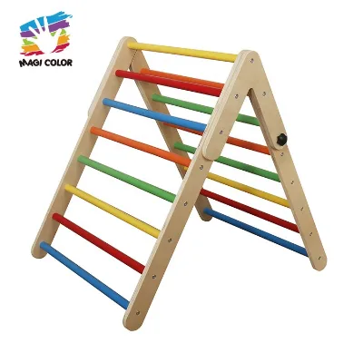 Indoor Gym Colorful Foldable Wooden Triangle Climbing Frame for Kids W01F063