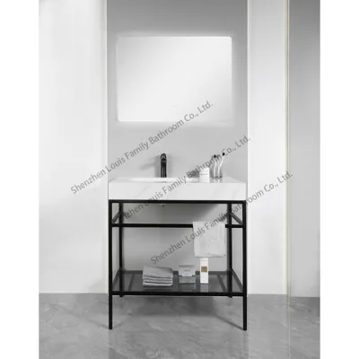 Modern Home Bathroom Cabinet Ceramic Basin Furniture Set floor standing Bathroom Vanity with LED Smart Mirror